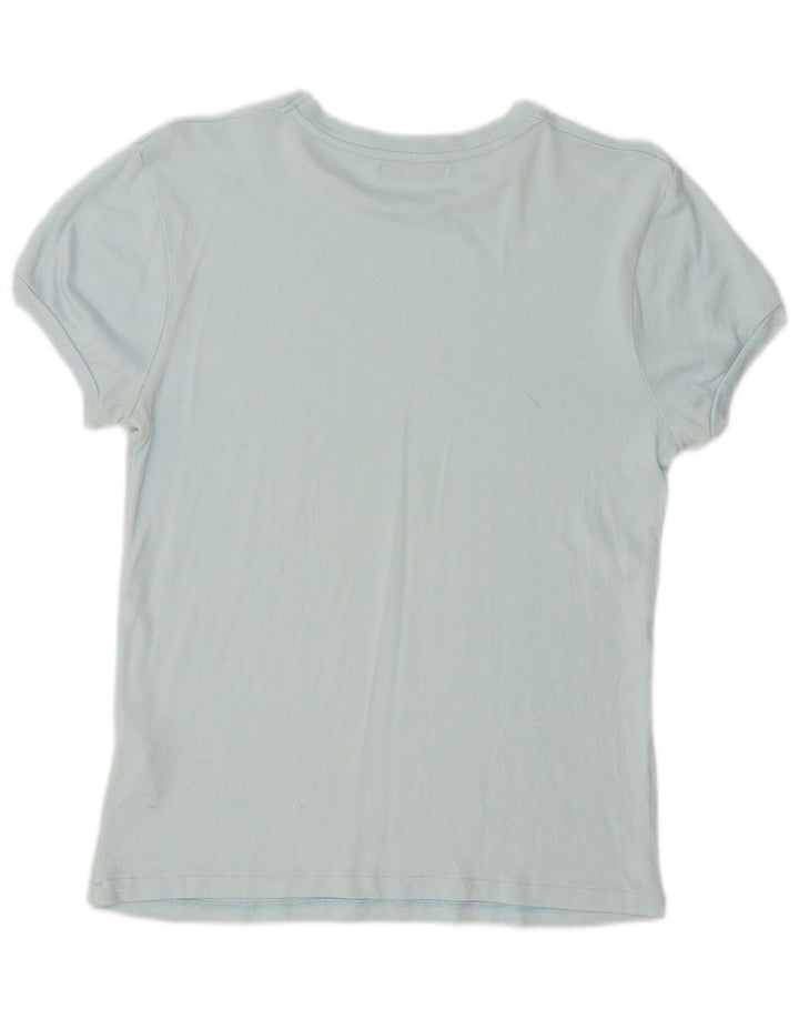 Camiseta feminina Zara Top UK 10 pequena viscose azul