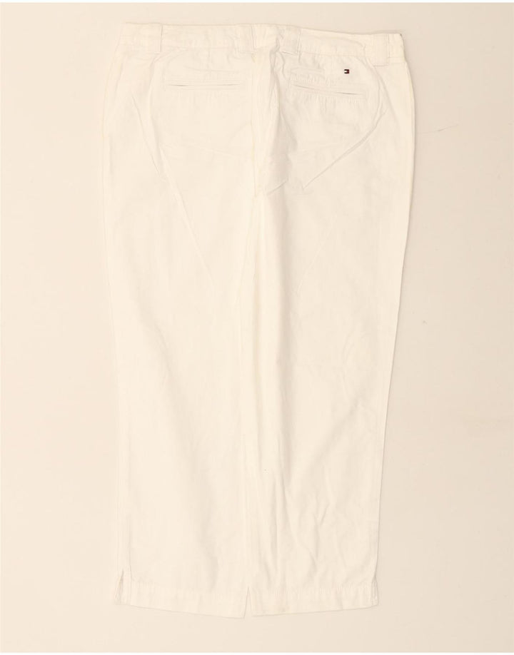 Calça capri feminina TOMMY HILFIGER Reino Unido 10 W27 L24 algodão branco