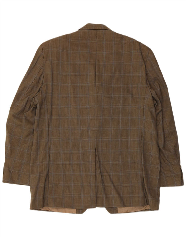 Jaqueta Blazer Masculina de 3 Botões da Chaps Ralph Lauren Reino Unido 40 Grande Cáqui Xadrez