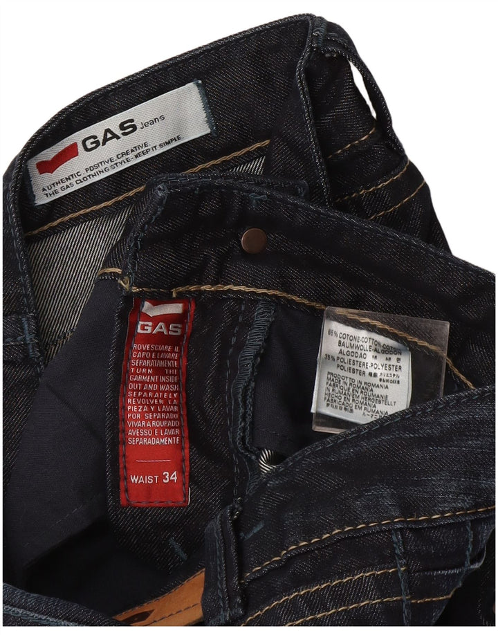 Gas Womens Straight Jeans W34 L35 Azul Marinho Algodão