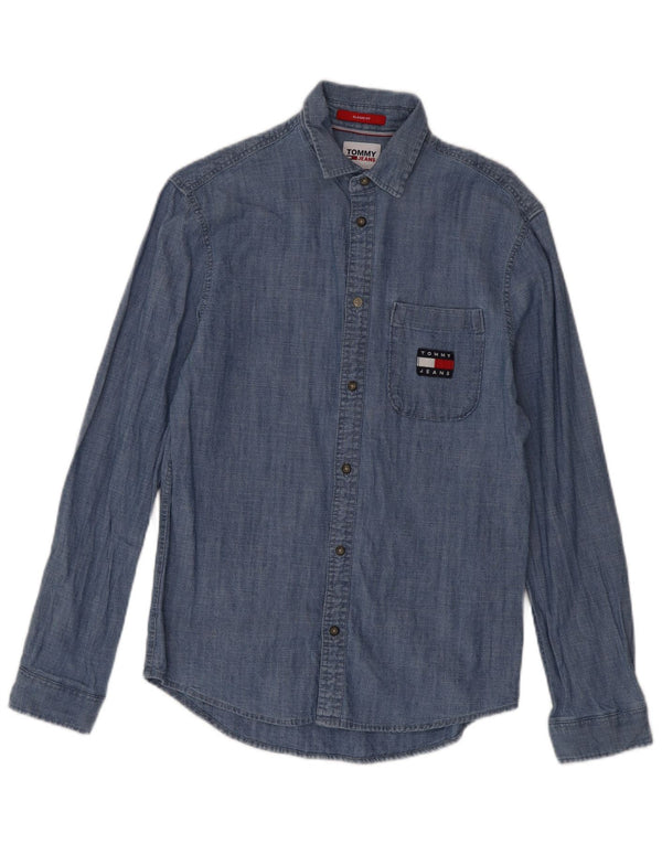 Camisa masculina Tommy Hilfiger Classic Fit XS azul algodão