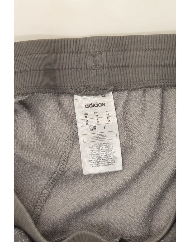 Shorts esportivos masculinos Adidas algodão geométrico cinza médio