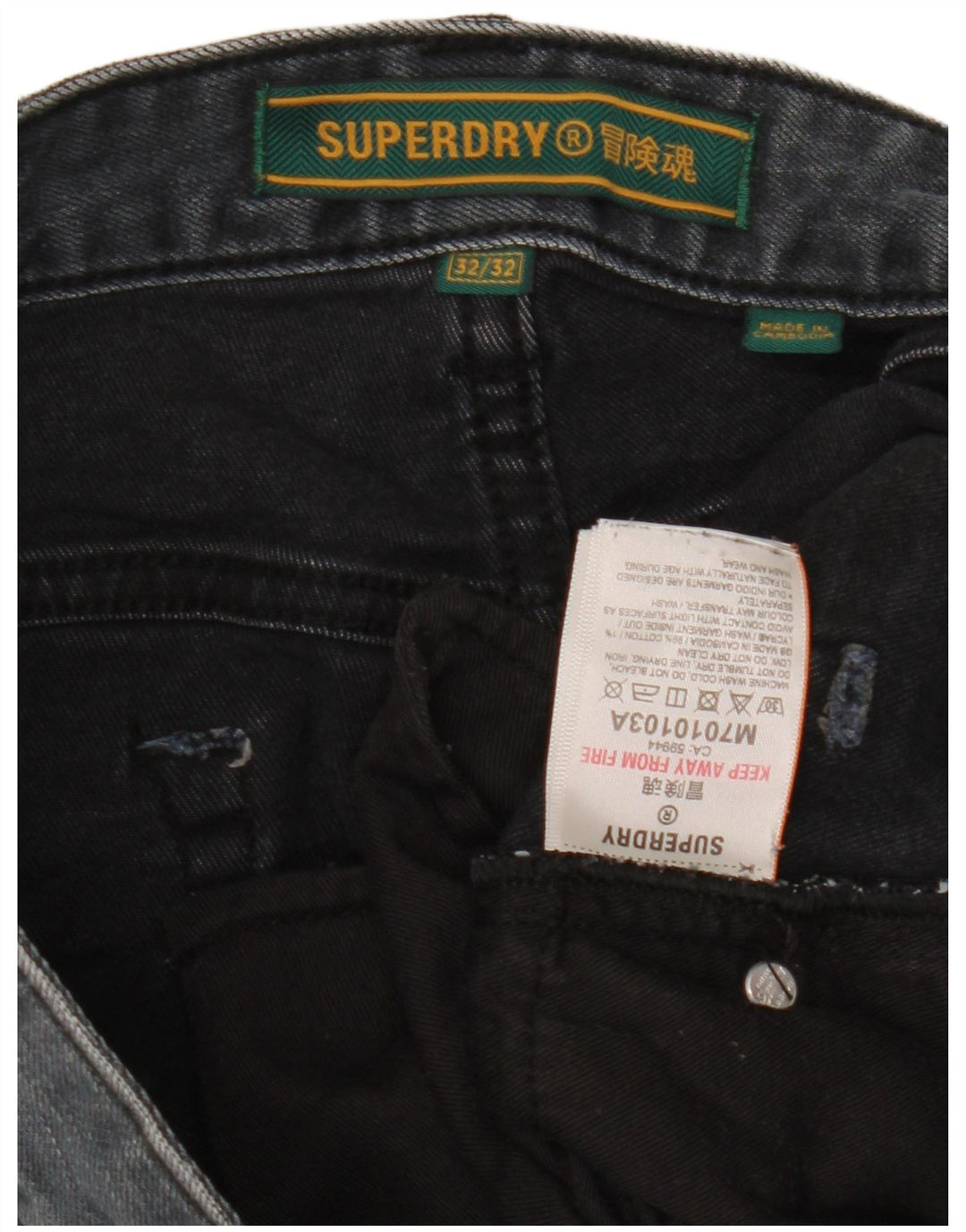 Superdry Mens Slim Jeans W32 L32 Cinza Algodão