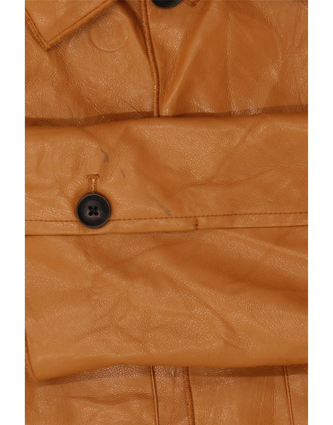 Jaqueta masculina Zara de couro sintético UK 36 pequena poliuretano marrom