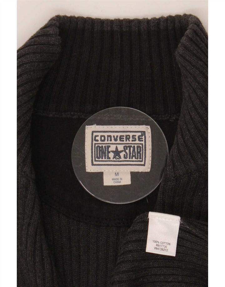 Suéter Converse Masculino com Gola Zip e Algodão Cinza Médio