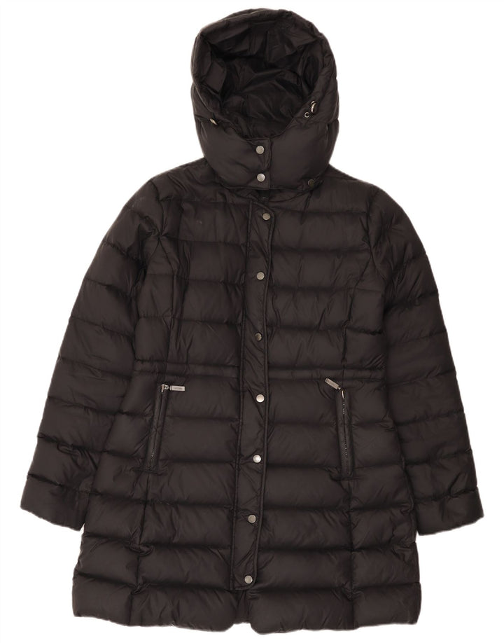 Casaco acolchoado com capuz feminino Benetton UK 14 médio preto poliamida