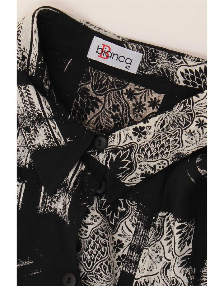 Camisa Longline Feminina Bianca UE 42 Grande Patchwork Preto