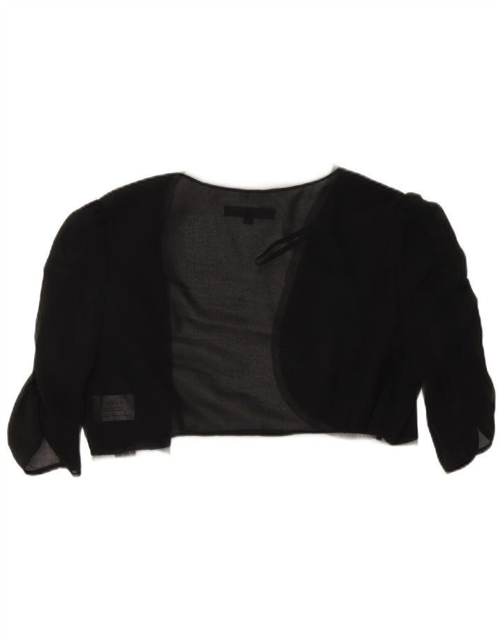 Bolero feminino Coast com manga 3/4 transparente Reino Unido 14 poliéster preto médio