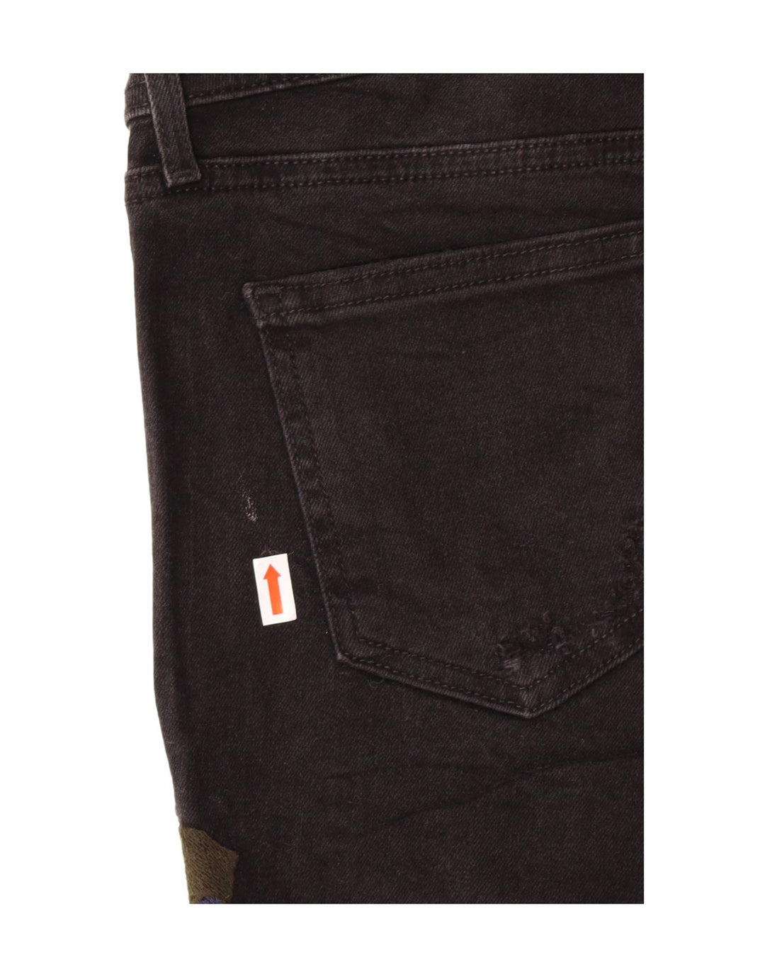 Zara Shorts jeans feminino gráfico UE 38 pequeno W28 preto floral boêmio