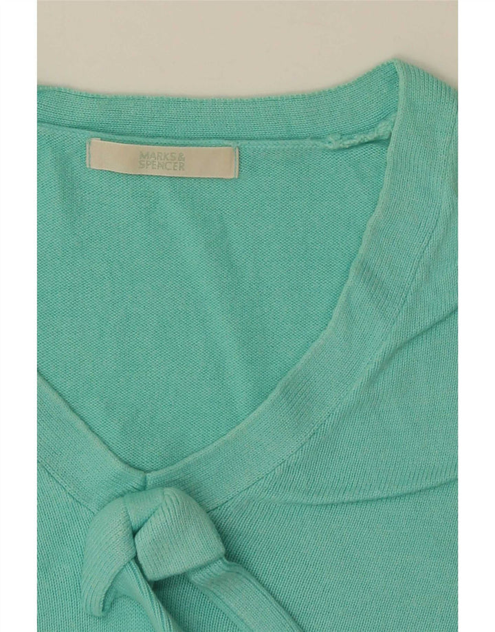 Suéter feminino Marks & Spencer com decote em V e gola V Reino Unido 12 médio turquesa