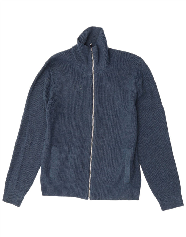 Suéter cardigã masculino Marks & Spencer grande poliéster azul marinho