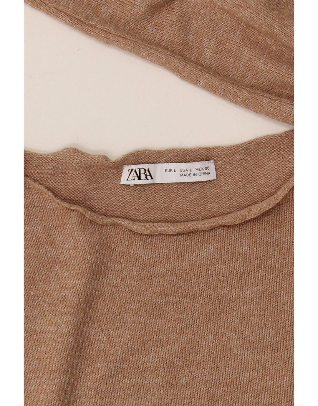 Top feminino Zara manga comprida UK 16 grande bege