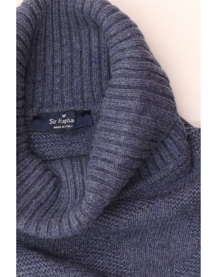Suéter feminino SIR RAPHAEL com gola redonda Reino Unido 20 2XL lã azul marinho