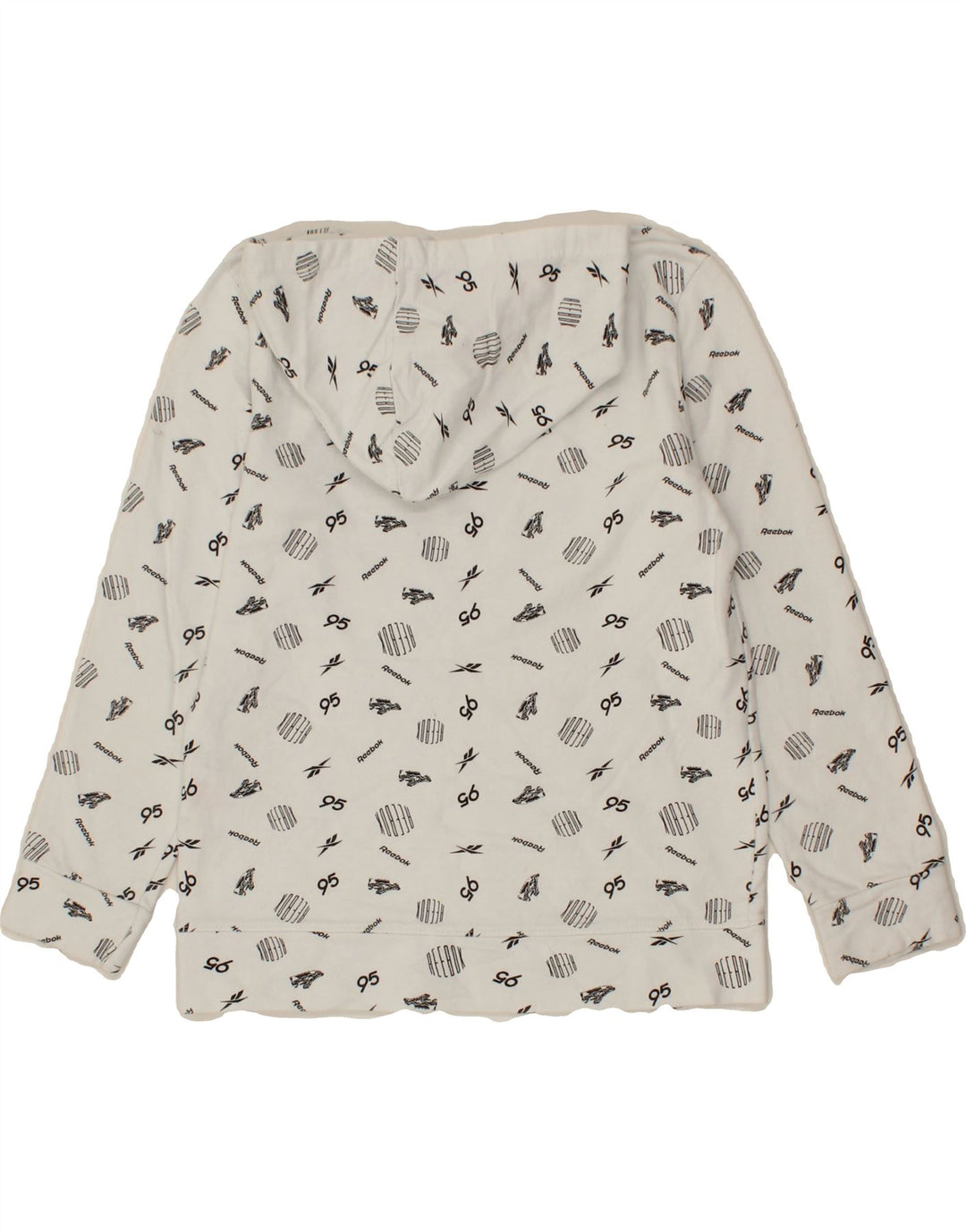REEBOK Boys Graphic Hoodie Jumper 9-10 Years White Cotton Vintage Reebok and Second-Hand Reebok from Messina Hembry 