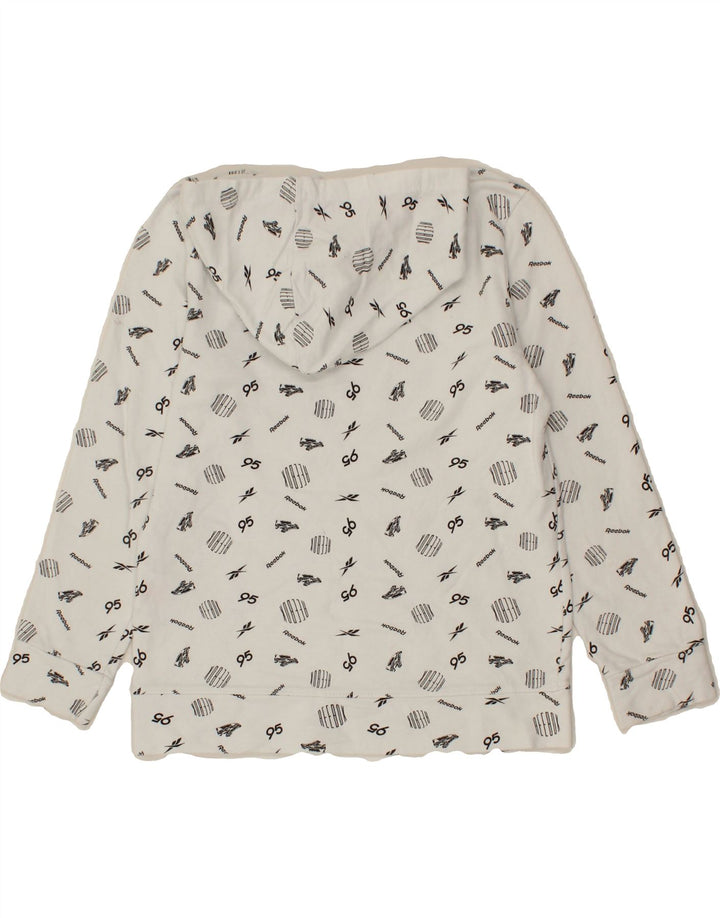 REEBOK Boys Graphic Hoodie Jumper 9-10 Years White Cotton Vintage Reebok and Second-Hand Reebok from Messina Hembry 