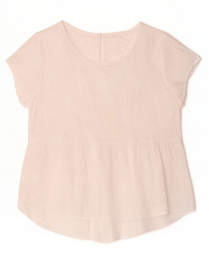 Blusa feminina vintage UK 14 médio branco