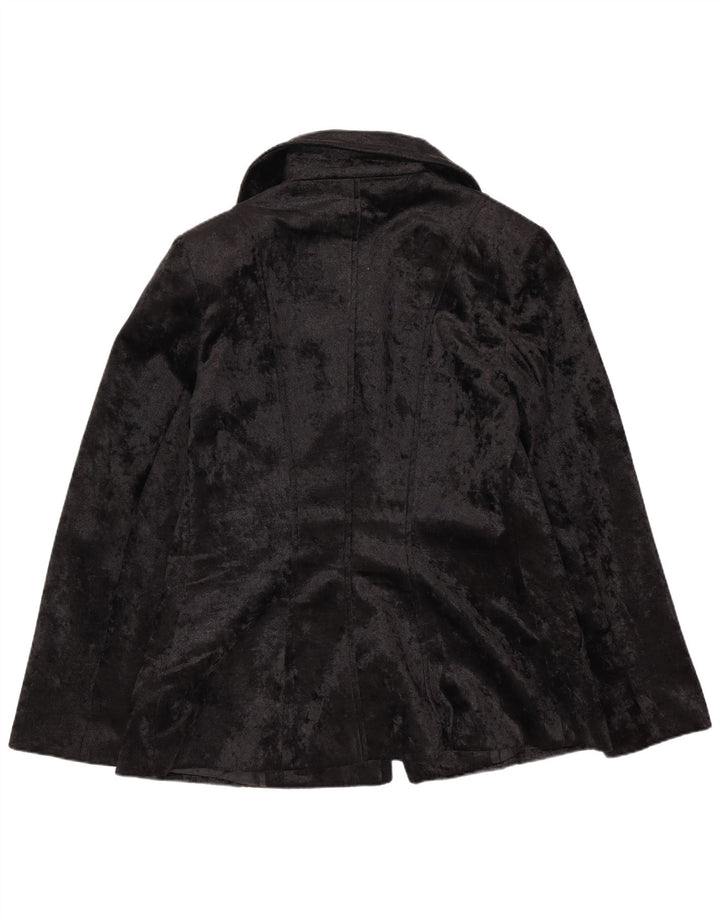 Jaqueta blazer feminina Sportstaff com peito duplo Reino Unido 14 grande poliéster preto