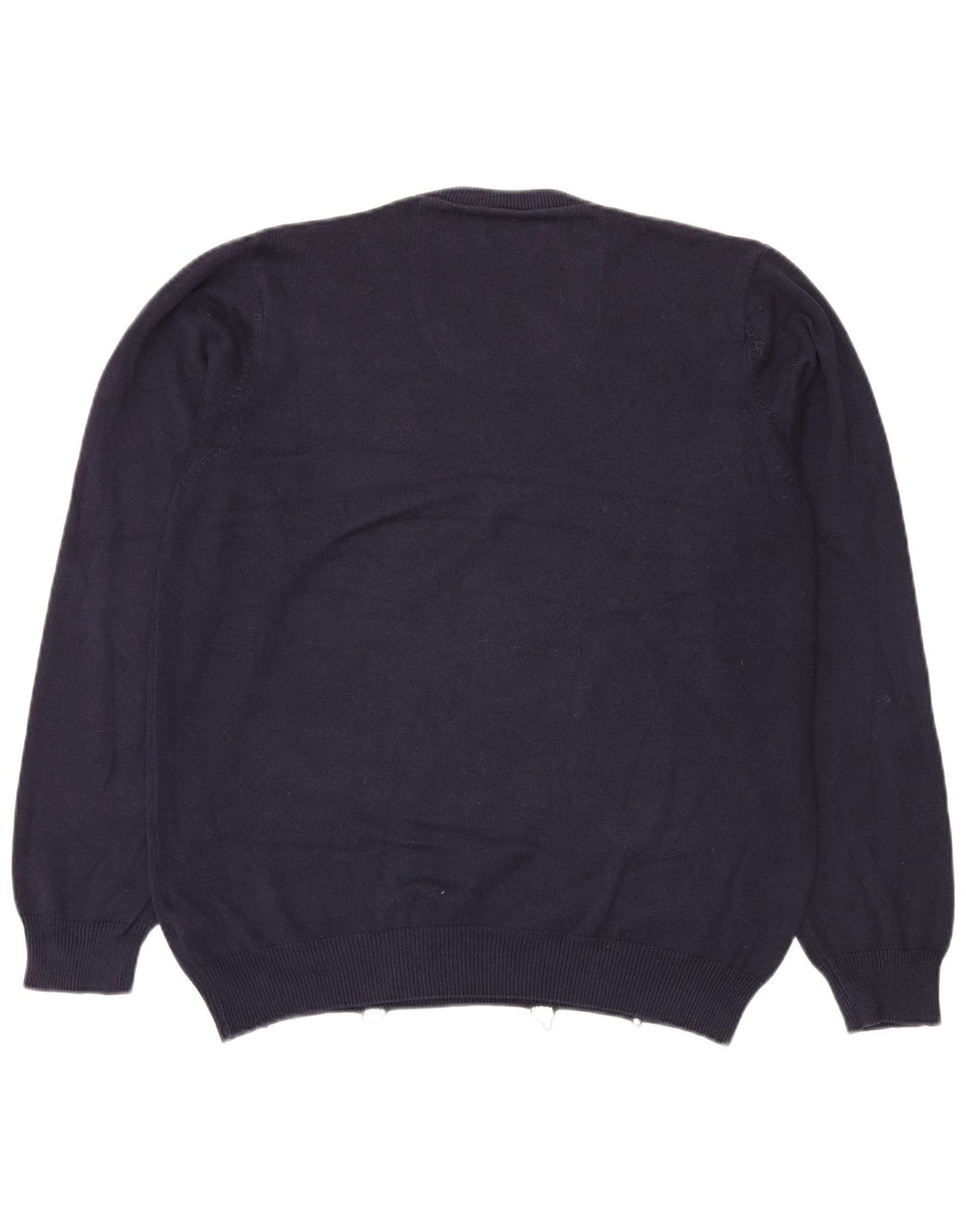 Suéter masculino Marks & Spencer com decote em V grande algodão azul marinho