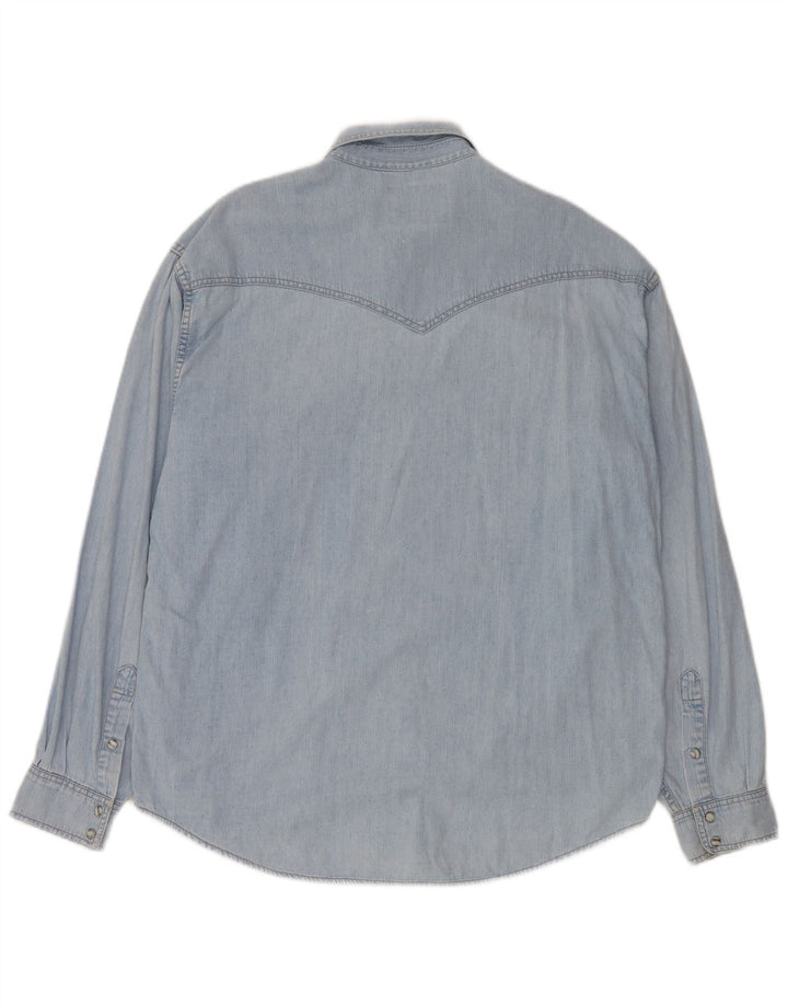 Camisa jeans masculina Wrangler XL azul algodão