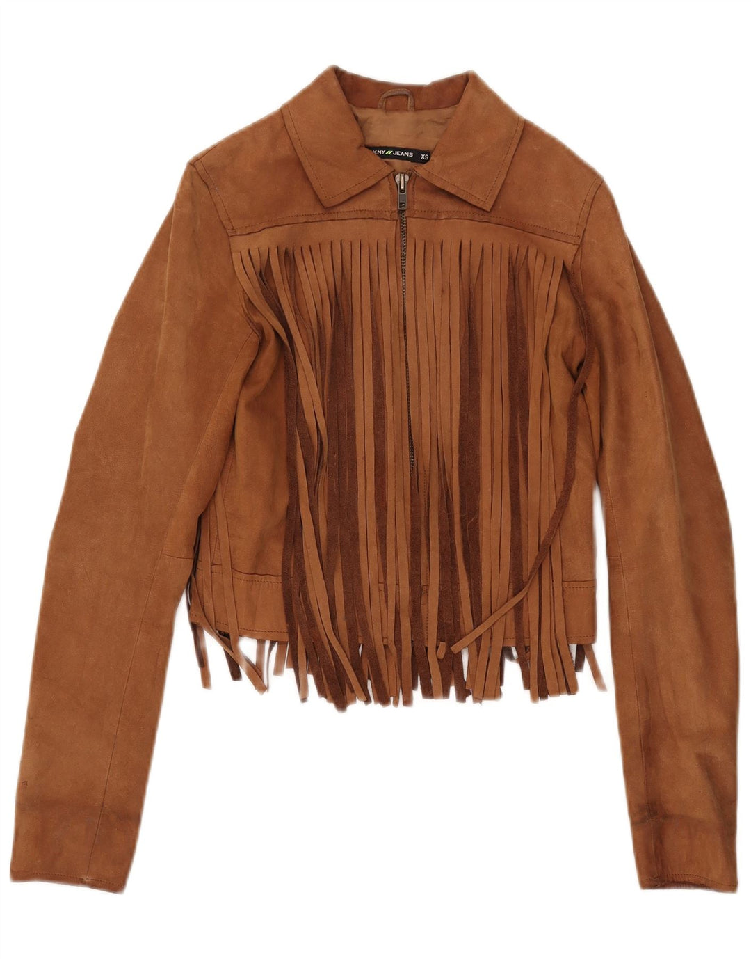 Jaqueta feminina de camurça Dkny UK 6 XS couro bege