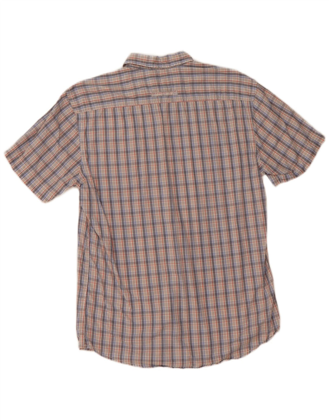 Camisa masculina Camel Active manga curta regular fit algodão xadrez azul médio