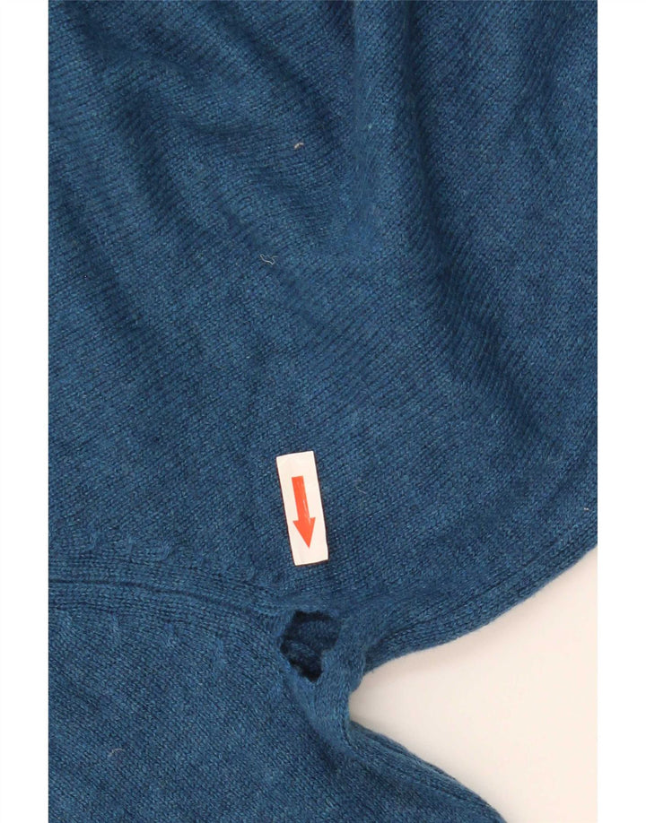 Suéter masculino Marks & Spencer com gola redonda, grande lã de carneiro azul