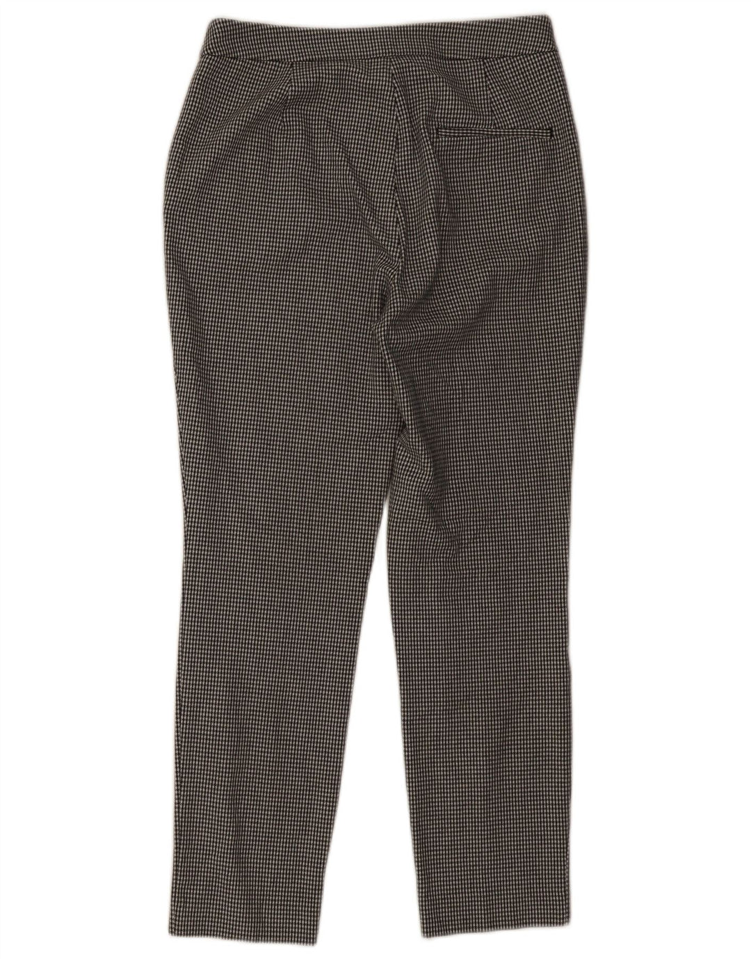 Zara Calça feminina slim cortada pequena W26 L26 preta Houndstooth