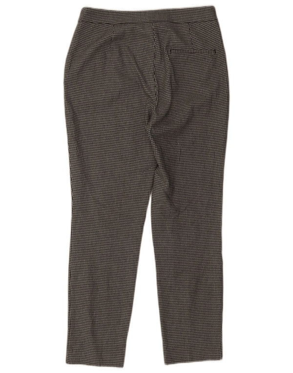 Zara Calça feminina slim cortada pequena W26 L26 preta Houndstooth
