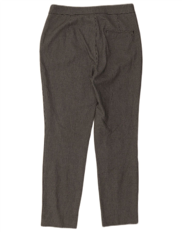 Zara Calça feminina slim cortada pequena W26 L26 preta Houndstooth
