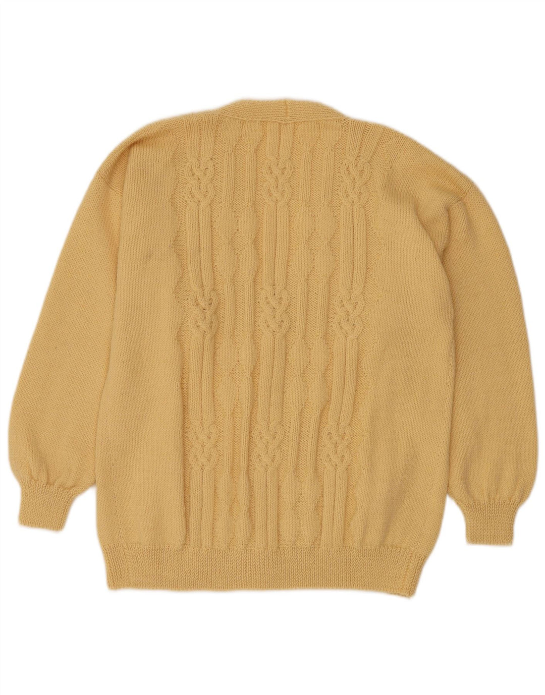 Suéter Cardigan Feminino Vintage Reino Unido 16 Grande Amarelo