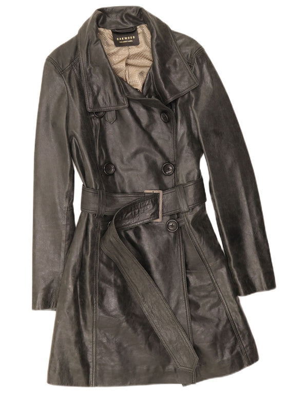 Casaco trench feminino de couro Oakwood UK 14 médio preto