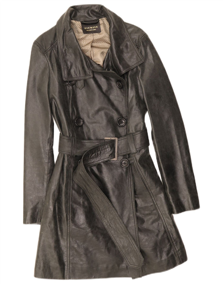 Casaco trench feminino de couro Oakwood UK 14 médio preto