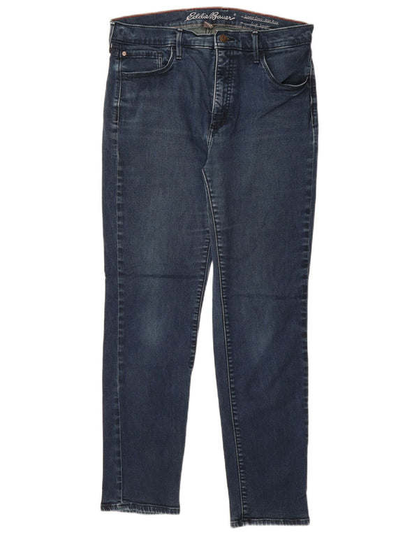 EDDIE BAUER Calça jeans reta feminina de cintura alta US 14 XL W32 L29 azul