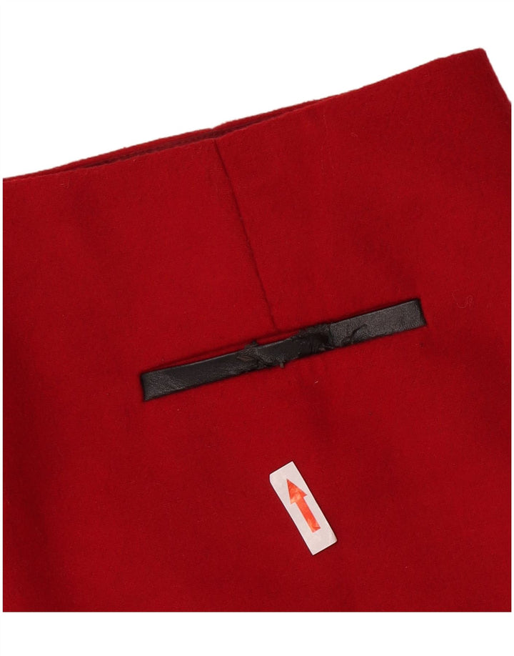 Saia reta feminina Marks & Spencer Reino Unido 8 pequena W28 poliéster vermelho