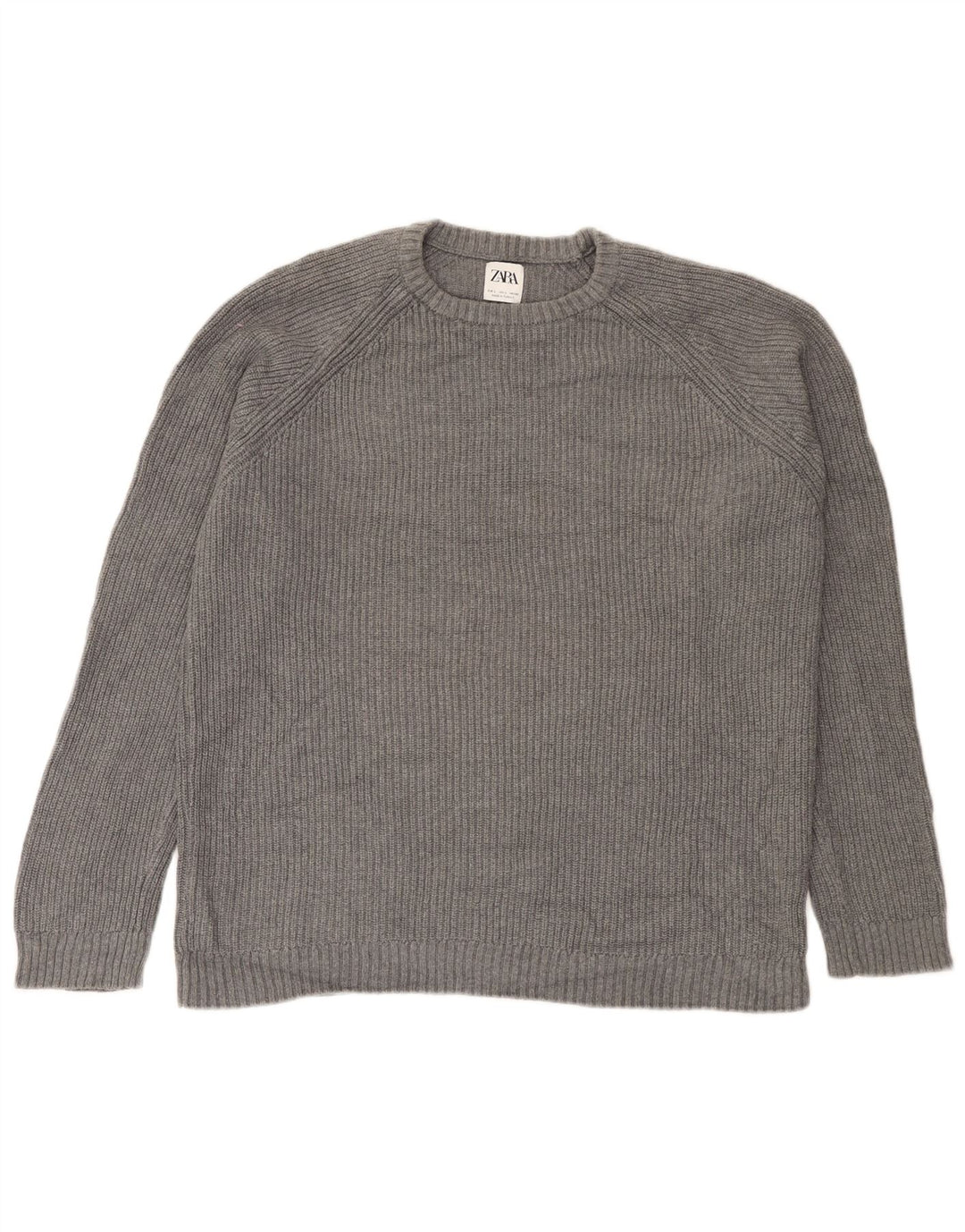 Suéter masculino Zara com gola redonda, grande algodão cinza