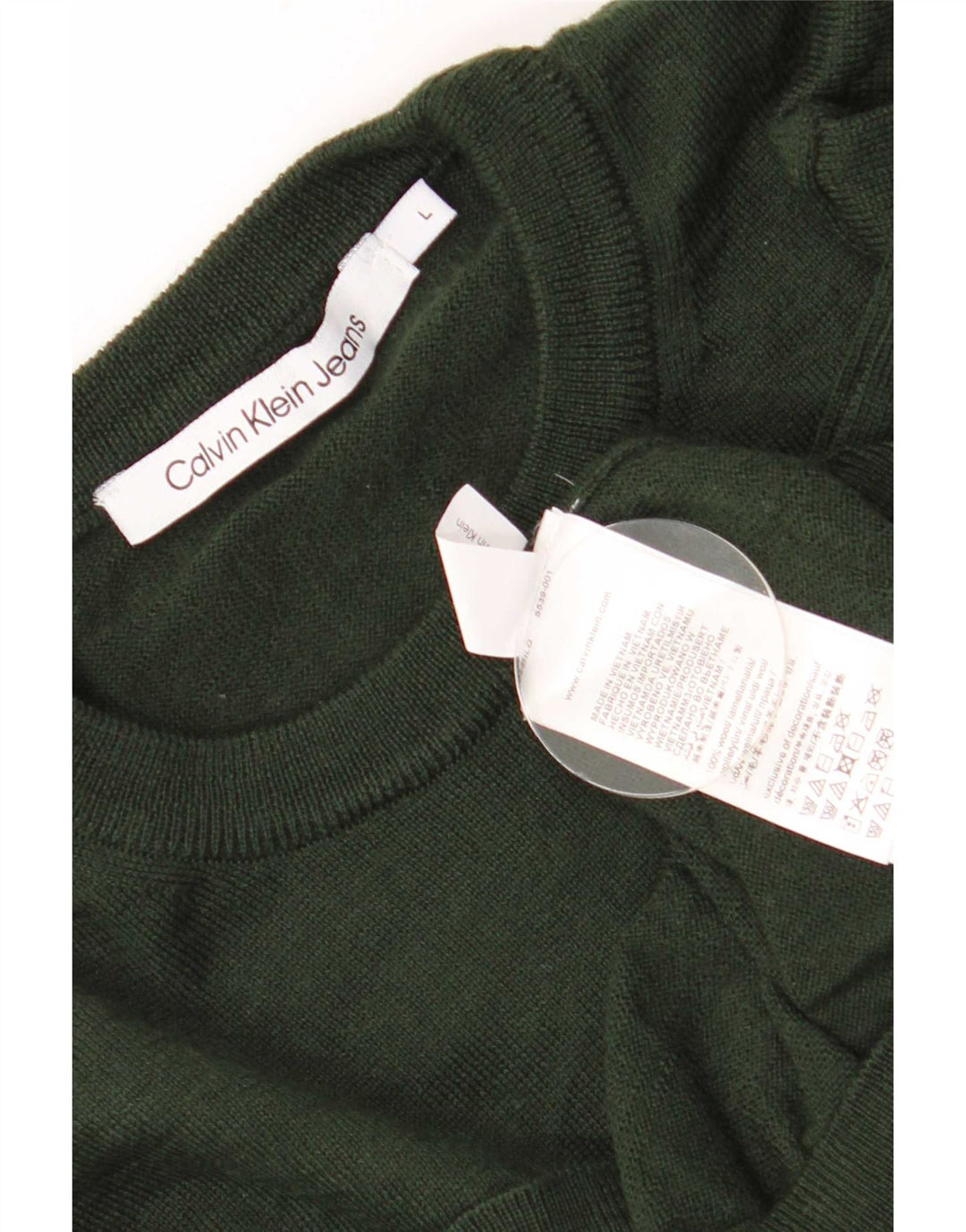 Suéter masculino Calvin Klein Jeans com gola redonda, grande lã cáqui