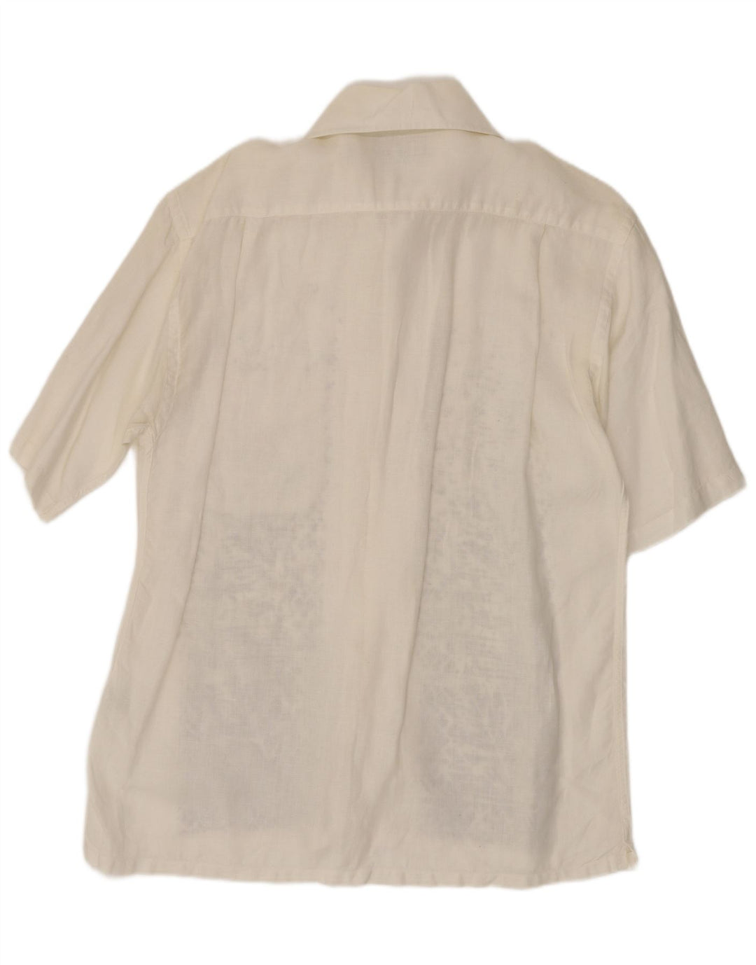 Camisa masculina de manga curta da Islândia, linho geométrico branco médio