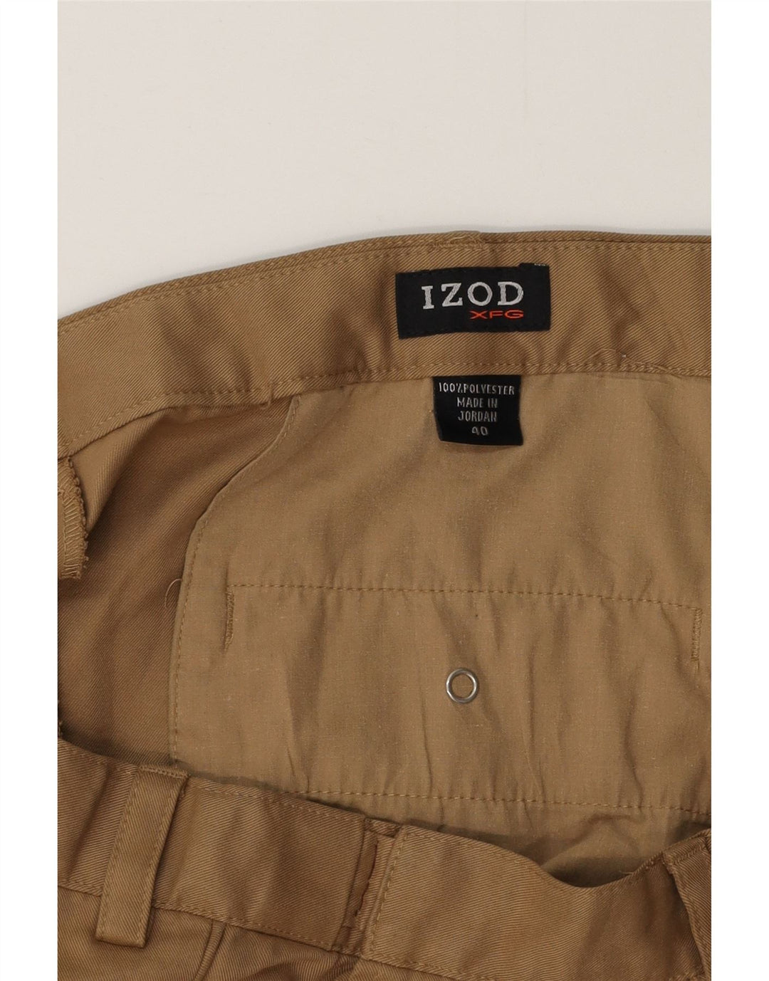 IZOD Mens Pegged Chino Shorts W40 XL Poliéster Bege