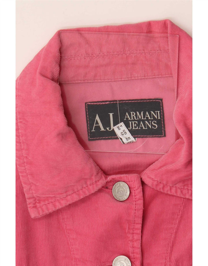 Jaqueta feminina de veludo Armani Jeans UK 12 rosa médio