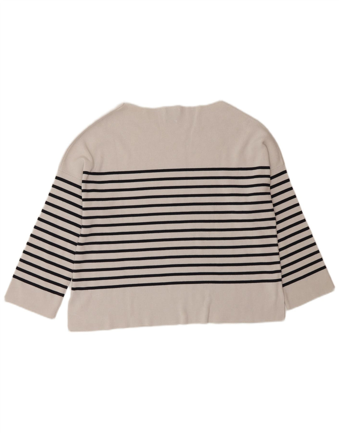Top Massimo Dutti feminino oversized manga 3/4 Reino Unido 10 listrado branco pequeno