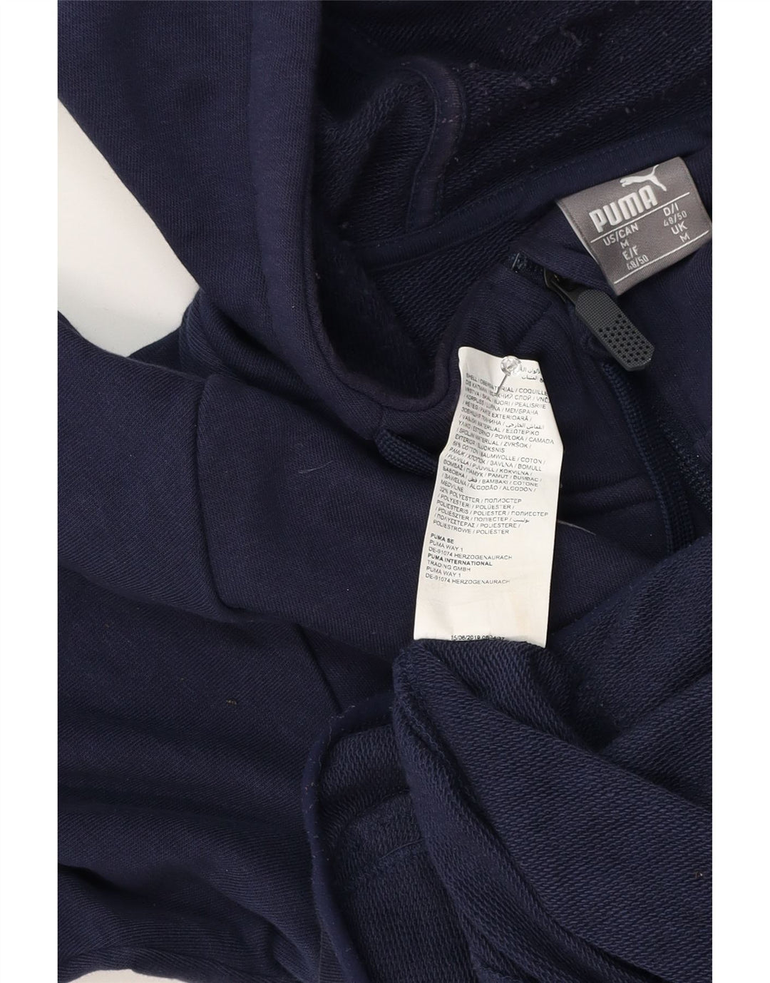 Suéter masculino Puma com capuz e zíper médio azul marinho algodão