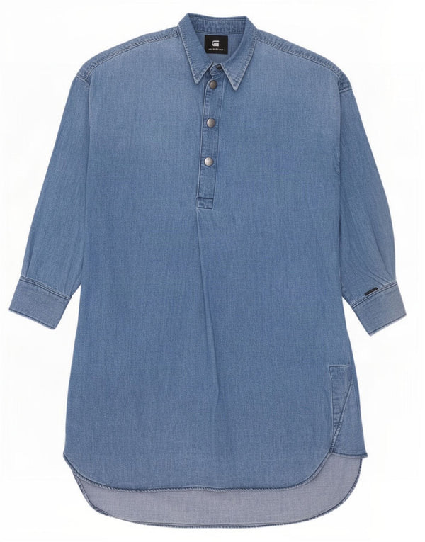 Vestido jeans feminino grande de manga comprida G-Star UK 6 XS algodão azul