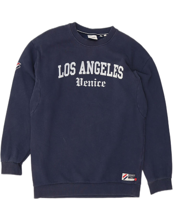 Superdry Mens Denice Graphic Loose Fit Moletom Jumper XS Azul Marinho