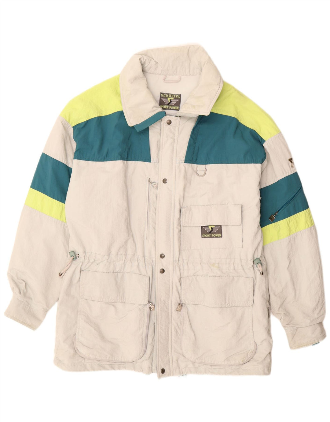 Jaqueta de esqui masculina Schoffel EU 50 grande bloco colorido cinza