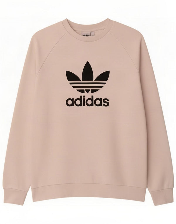Adidas Mens Graphic Moletom Jumper Grande Algodão Branco