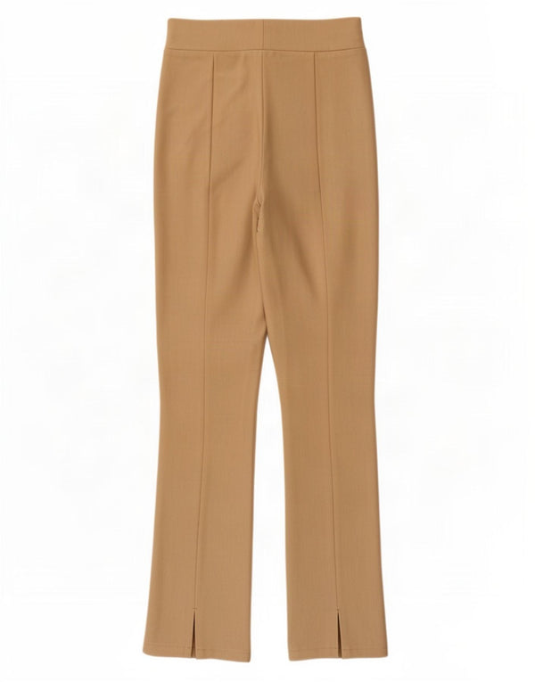 Zara Calça feminina casual bootcut pequena W26 L29 bege viscose