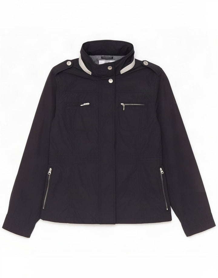 Murphy & Nye Jaqueta militar feminina com capuz IT 46 Grande poliéster azul marinho