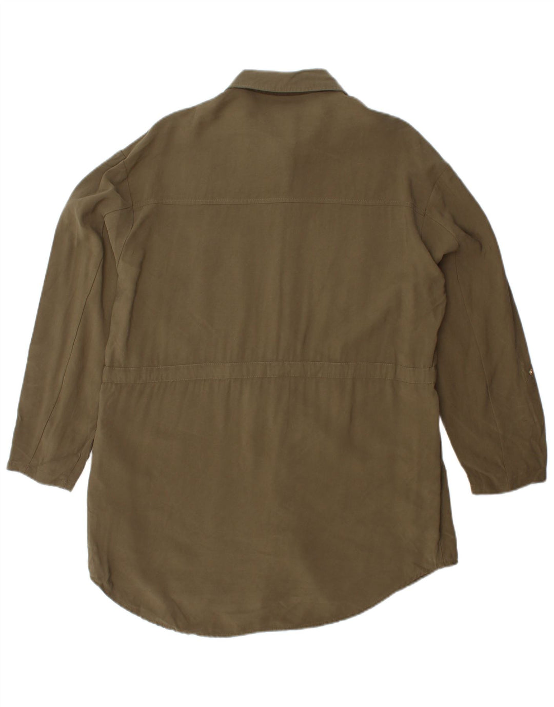 Vestido camisa feminino Zara Reino Unido 14 Viscose cáqui médio