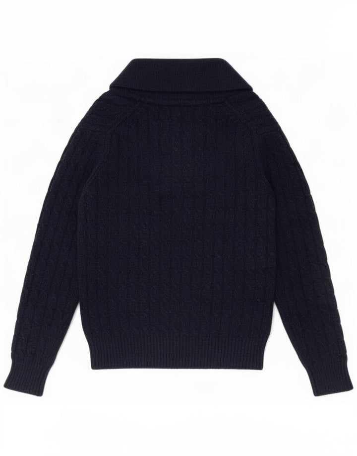 Suéter masculino Lyle & Scott com gola xale de lã azul marinho médio