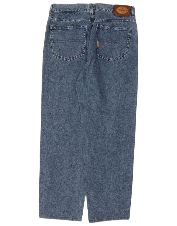 Trussardi Mens Straight Jeans W34 L31 Azul Algodão